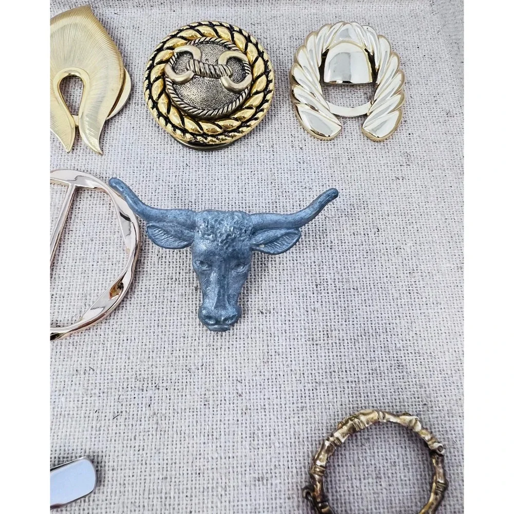 Vintage Gold & Silver Tone Scarf Slide Clip Panda Flamingo Sweater Lot of 23